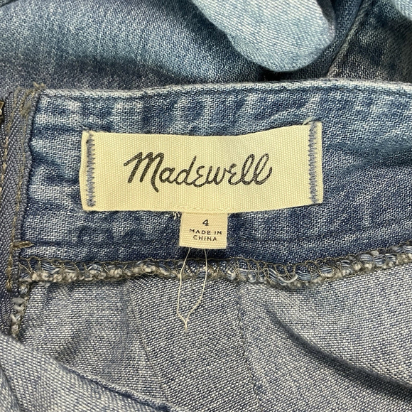 Madewell Women's Denim Apron Bow Back Jumpsuit Wide Leg Crop Light Wash Size 4 - Picture 9 of 10